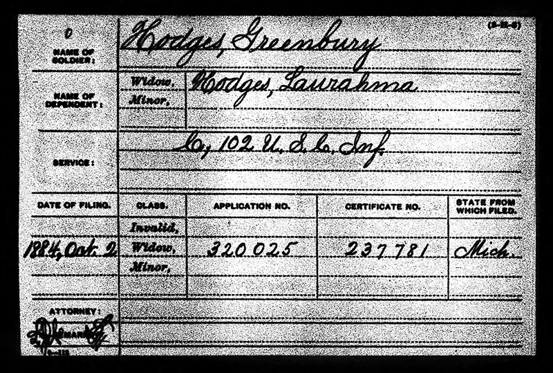 Greenbury Hodges USCT Military Paper Elmwood web